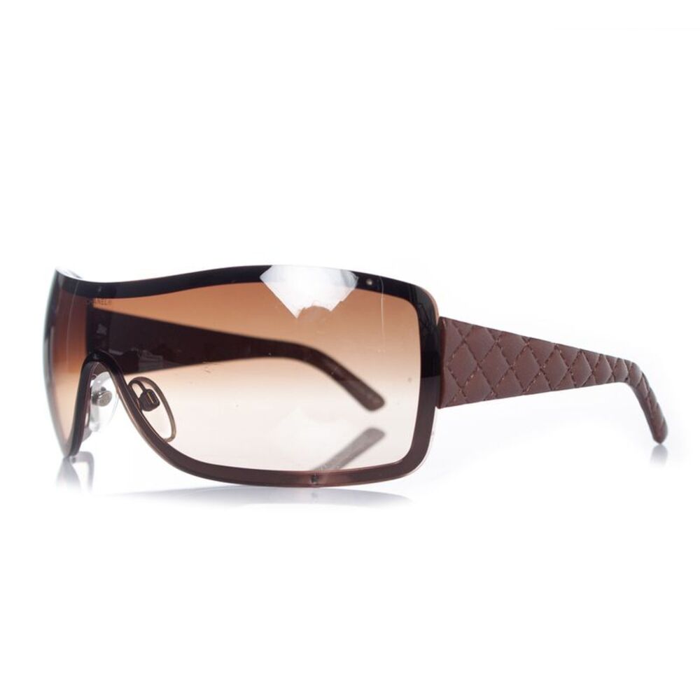 Chanel Brown Quilted Leather Shield Sunglasses (women)